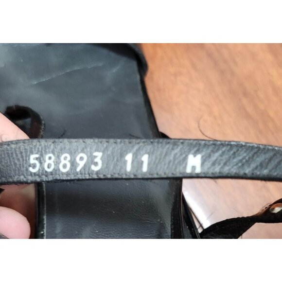Stuart Weitzman Black Strappy Sandals Size 11M Leather Square Toe Heel Buckle - Picture 11 of 13